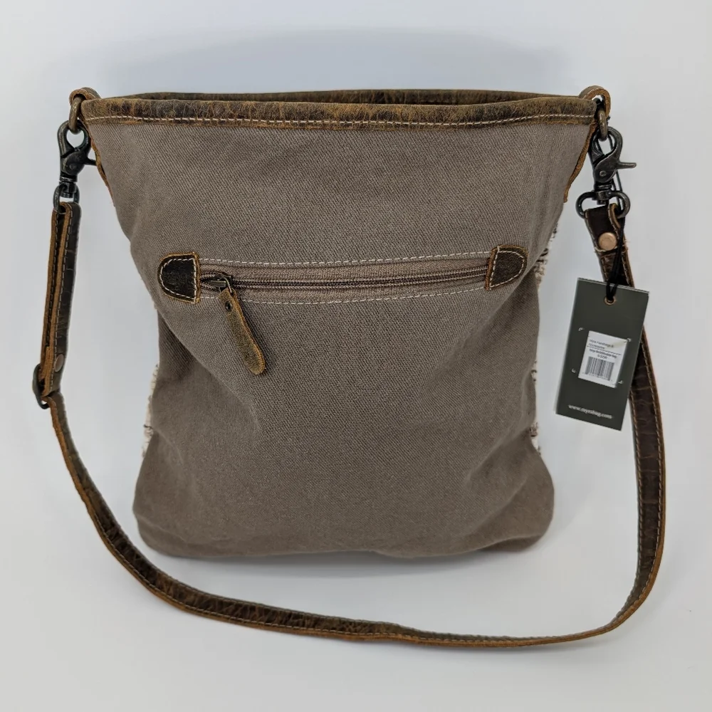 NWT Myra Bag Beige World Shoulder Bag S-2230 | Boho Canvas Leather Crossbody